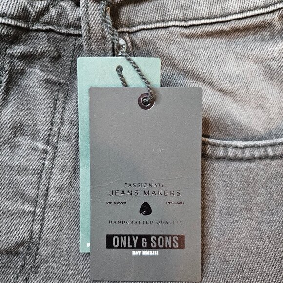 Only & Sons Men's Black Distressed Cut Off Jeans - Size S - Picture 3 of 8